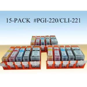  15 Compatible Ink cartridge for CANON PGI 220 CLI 221BK 