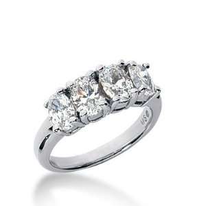 18k Gold Diamond Anniversary Wedding Ring 4 Oval Cut Diamonds 2.30 ctw 