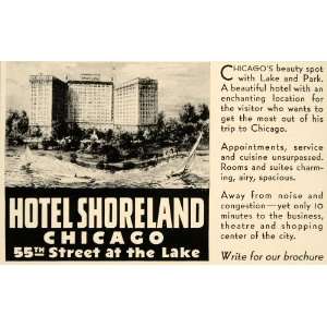  1934 Ad Hotel Shoreland Chicago 55th St Lake Michigan 