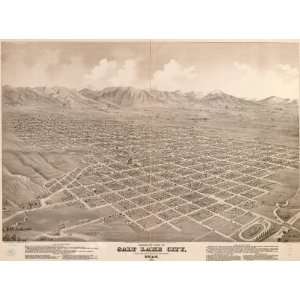  Historic Panoramic Map Birds eye view of Salt Lake City 