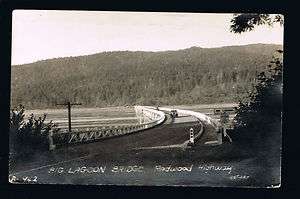 1920s Cars Driving on U.S 101, Redwood Highway, Big Lagoon Bridge Big 