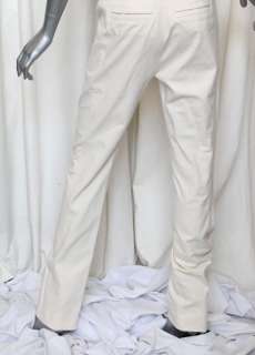 CHANEL Cream Soft Cotton Blend Streamlined Denim Style Trouser Pants 