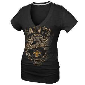  New Orleans Saints Ladies Gunner Glitz T Shirt   Black 