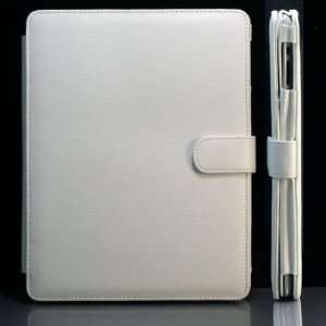  (White) PU Leather Case for iPad 2 +Free Screen Protector 