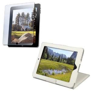   Apple® iPad® White Leather Case W/ Kick Stand + Lcd Screen Shield