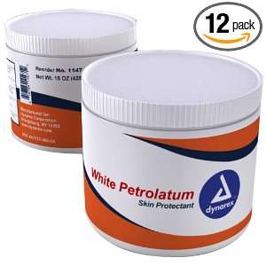  Dynarex White Petroleum Jelly, 15 oz Jar, 12 Count Health 