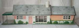 MARX Pink Tin Dollhouse with Carport Ranch Style MidCentury Modern 