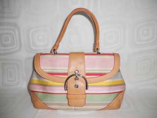 Coach 4438 Small Multicolored Stripes Handbag Tote Purse  