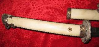 Super Japanese Samurai Katana Sword,White Sharkskin Sheath Sharp Blade 