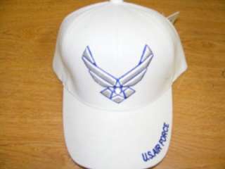 USAF AIR FORCE WINGS WHITE MILITARY BALLCAP CAP HAT  