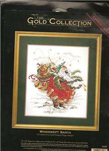Stunning WINDSWEPT SANTA, DIMENSIONS GOLD Counted Cross Stitch Kit 
