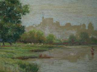 PASTEL IMPRESSIONIST DRAWING WINDSOR CASTLE SIGNED C.M.  