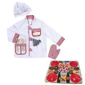   Chef Role Play Costume Set Costumes with Agglo 36 Piece Play Food Set