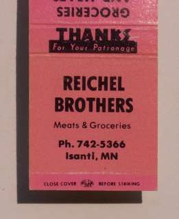 1970s? Matchbook Reichel Brothers Meats Isanti MN MB  