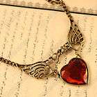 2011 New Design Vintage Heart w/ Angels Wing Pendant Necklace 5043