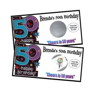 50th birthday party favors scratch off game cards  