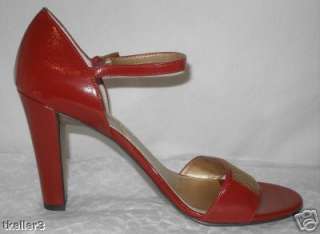 New Tahari Red Pat Leather Open Toe Ankle Strap 4 Sz 9  