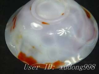 Chinese Agate Rare Bowl With Two Visual Goldfishes  