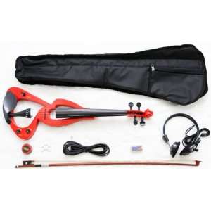  Crescent 4/4 Red Electric Violin with Case, Rosin 