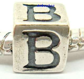 1pcs Authentic 925 Sterling Silver European Bead /Charms/LETTER A Z 