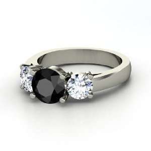  Arpeggio Ring, Round Black Diamond 18K White Gold Ring 