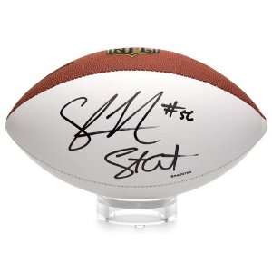  Shawne Merriman Autographed White Panel Football Inscribed 