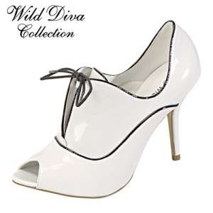 White & Black WILD DIVA Shoes/ Peep Toe Oxfords  7.5  
