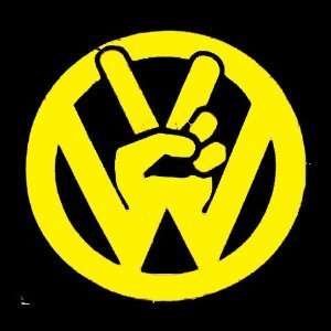  VW VOLKSWAGEN PEACE SYMBOL   Vinyl Decal Sticker 5 YELLOW 