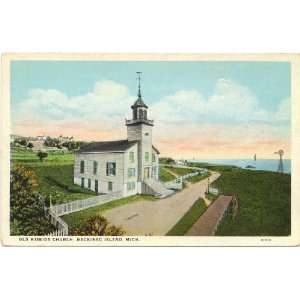  1930s Vintage Postcard Old Mission Church Mackinac Island 