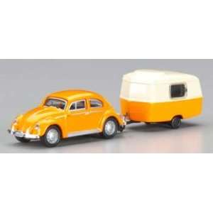  Model Power   1/87 VW Beetle w/Camper Orange HO (Trains 