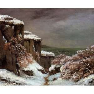    Cliffs by the Sea in the Snow, By Courbet Gustave 