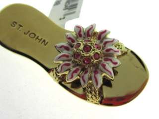 St John Knit Gold Pink Crystal Sandal SHOE NWT PIN  