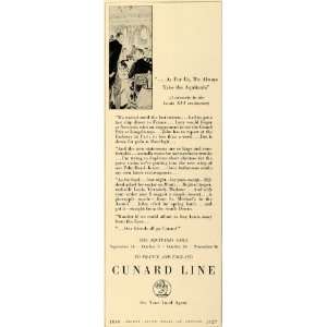  1927 Ad Cunard Line Aquitania France England Louis XVI 