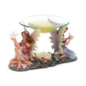 Pink & Purple FAIRIES Holding White Doves Fragrance OIL WARMER/ Candle 