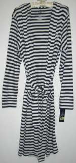  Hooded Bathrobe Womens size XS S L XL Navy White Stripe NEW  