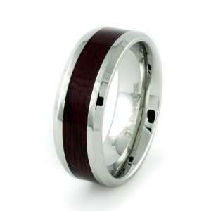 Stainless Steel Mens Ring w/ Wood Inlay (Size 10) Available Size 8 