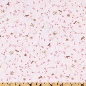  44 Wide Simple Nature Vines Pink Fabric By The Yard 