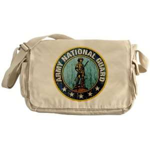    Khaki Messenger Bag Army National Guard Emblem 