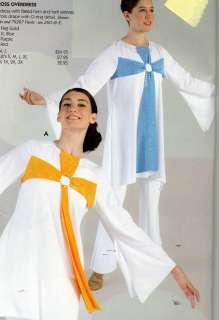   Tunic Liturgical Church Dance White blue cross Top Ladies  