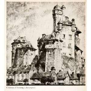  1944 Photogravure Chamberlain Chateau DEstaing Aveyron 