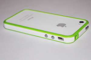 Green White Bumper Case Cover with Metal Buttons For Apple iPhone 4 S 