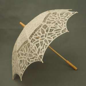   Pure Cotton Lace Wedding Parasol Umbrella with Beige