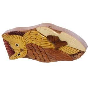 Handcrafted Wooden Animal Shape Secret Jewelry Puzzle Box   Eagle 