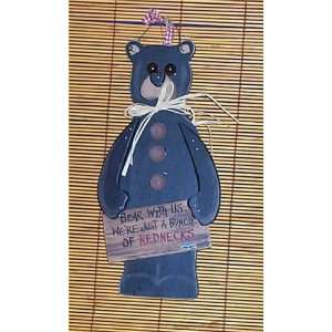  Bear With Us Lodge Cabin Country Wall Sign Plaque Red N 