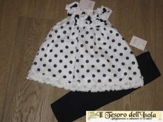 TOP BLUSA POIS+LEGGINGS BLU BEBEBO BAMBINA GIRL 3 ANNI  