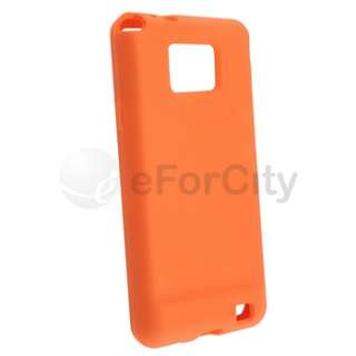 9in1 Orange Case+Privacy SP+Charger+USB+Mount For Samsung Galaxy S II 