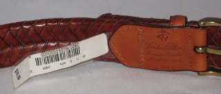 Brooks Brothers Brown Woven Leather with Tag Brass Buckle $78 Belt Men 
