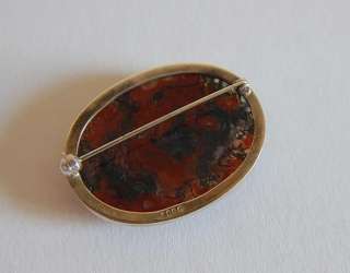 Vintage Edinburgh Silver & Agate Brooch  