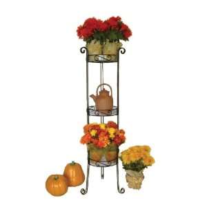  River North 3 Tier Combo Top Plant Stand Column, Black 
