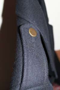 LANVIN for H&M Mens Navy Blue Pea Coat Trench Jacket  